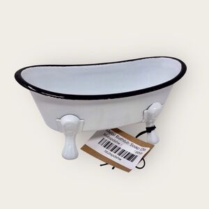 Classic Bathtub Soap Dish White & Black Clawfoot Design Enameled
